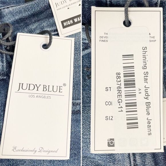 NWT Judy Blue High Rise Dark Super Flare Star Embroidered Jeans Size 30 | 10 New - Picture 13 of 16
